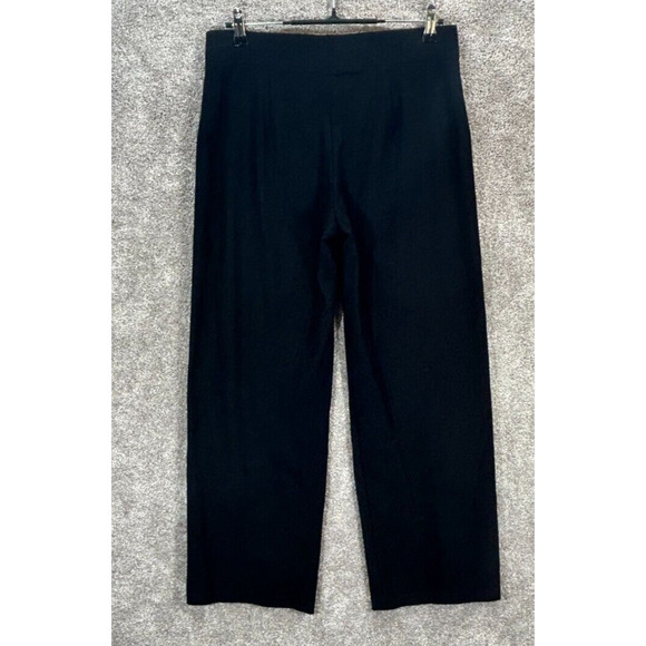 Eileen Fisher Pants Medium Black Wide Leg Pull On Measures 32X31 Mid Rise Career - Picture 3 of 9